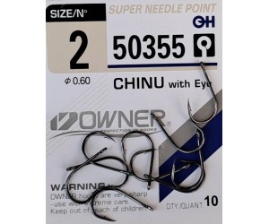Куки с ухо OWNER CHINU With Eye 10бр Nickel за шаран здрави