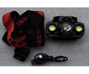 Прожектор за глава USB челник с LED, ZOOM и 5 режима светлина