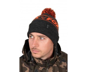 Шапка с пискюл Fox Collection Bobble Black Orange